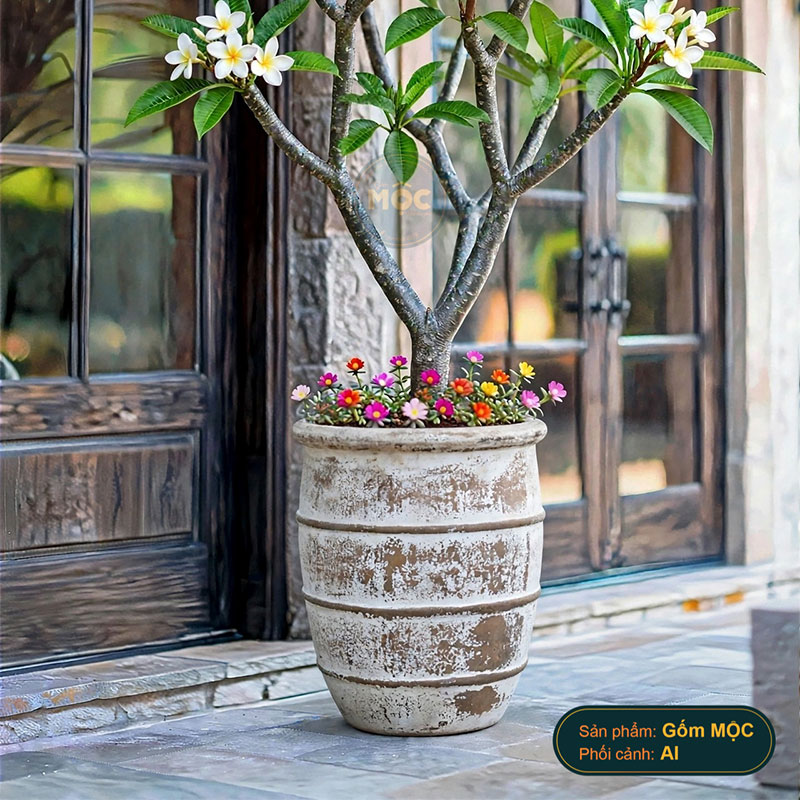 4055 Men Mỹ Thuật Chậu Viền G Sọc Ngang 29x29x36