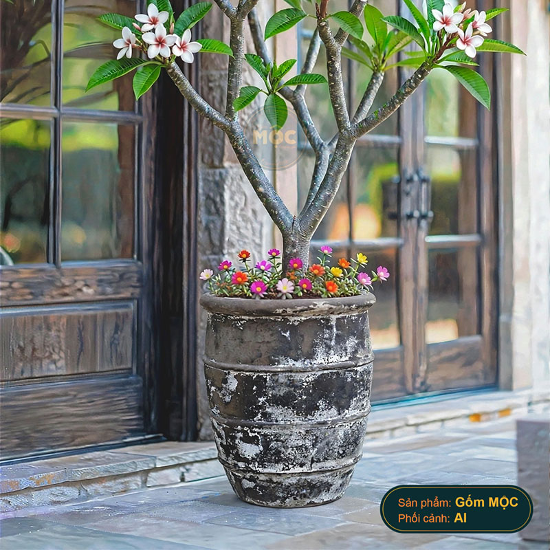 4055 Men Mỹ Thuật Chậu Viền G Sọc Ngang 29x29x36
