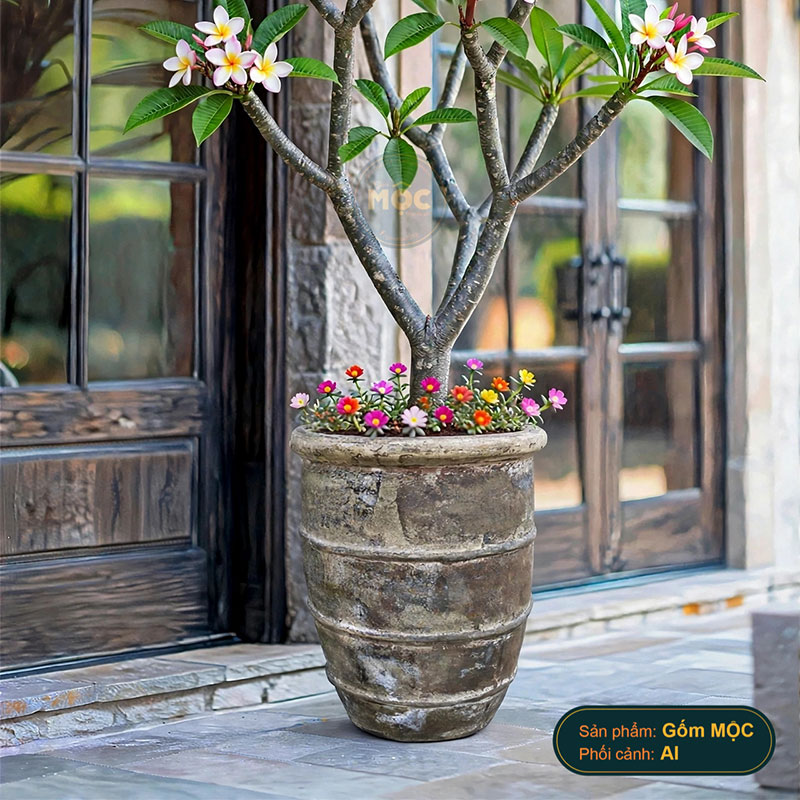 4055 Men Mỹ Thuật Chậu Viền G Sọc Ngang 29x29x36